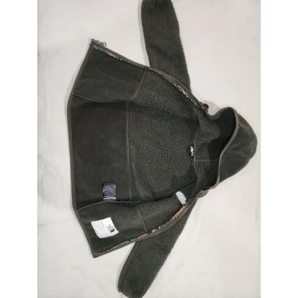 The North Face Kids Size 4 Olive Fleece Hooded Jacket Topo Camo Full Zip